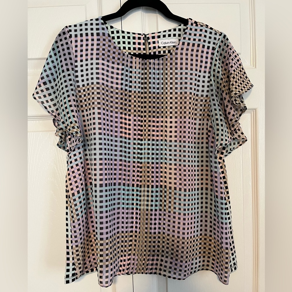 Calvin Klein multi color blouse size medium